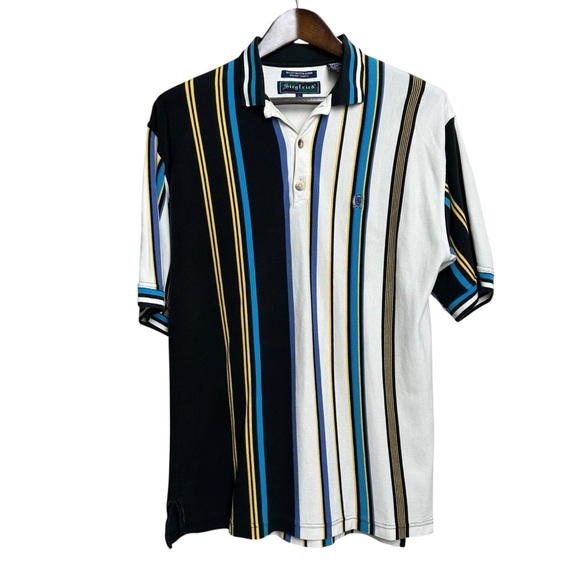 Vintage Siegfried Men's Large Striped Polo Shirt Tall Fit 90s Baggy Oversized - Picture 1 of 12